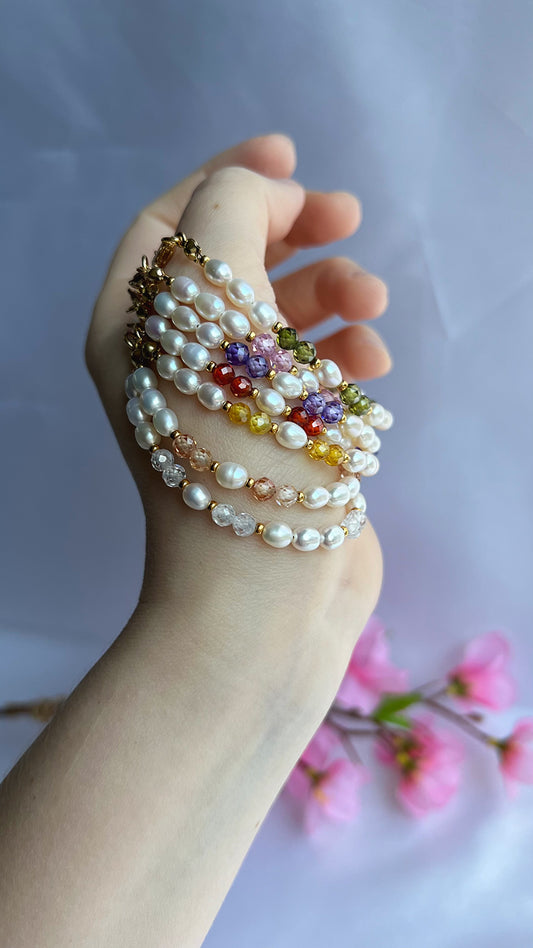 Freshwater Pearl Bracelets with Zircon beads