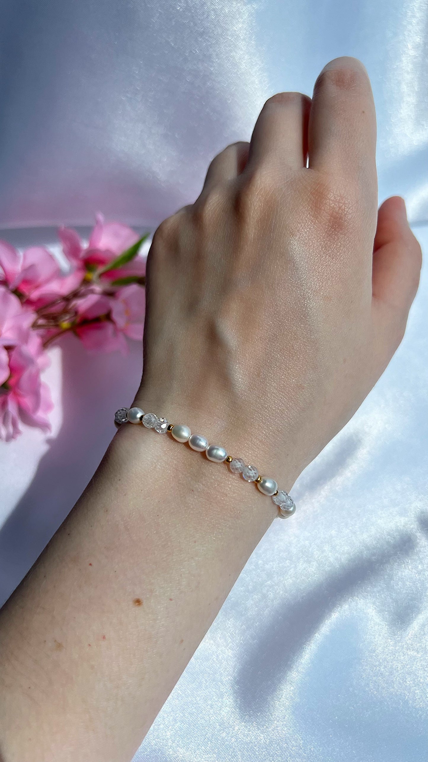 Freshwater Pearl Bracelets with Zircon beads