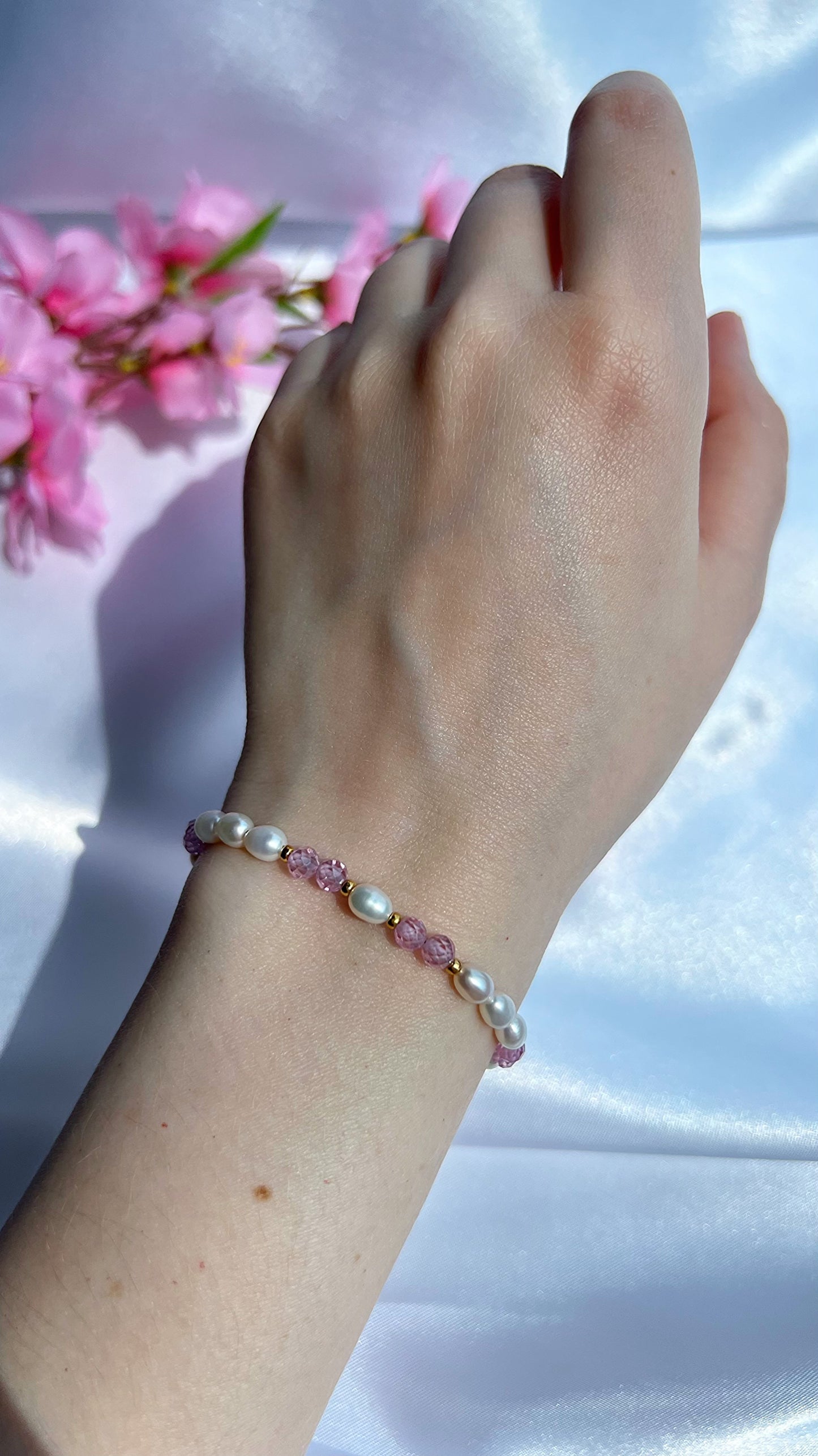 Freshwater Pearl Bracelets with Zircon beads