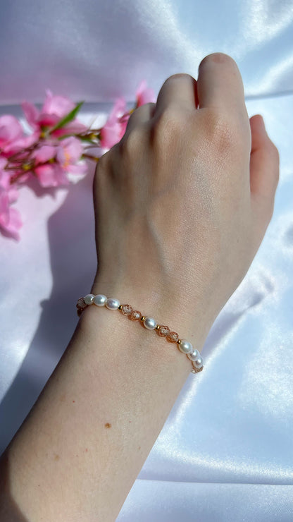 Freshwater Pearl Bracelets with Zircon beads