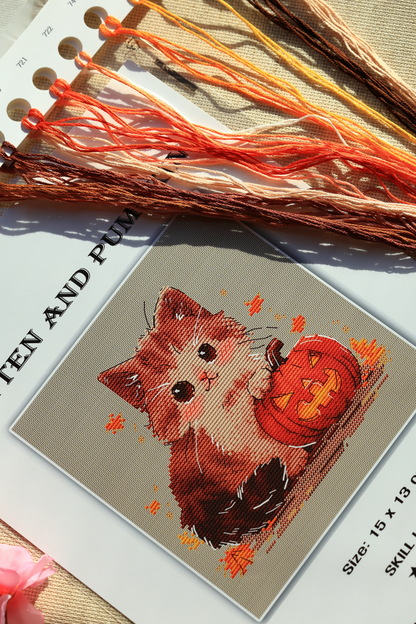 Cross Stitch KIT "Kitten and Pumpkin"