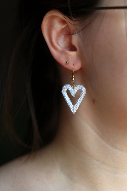 Beaded Earrings in the Shape of Hearts