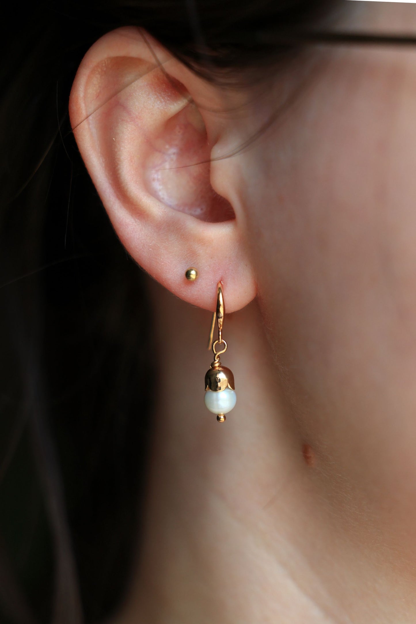 18K gold plated earrings with natural pearls