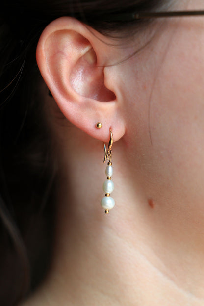 18K gold plated Earrings with Natural Freshwater Pearls