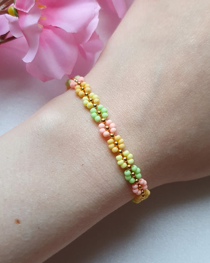 Pastel Floral Beaded Bracelet "Citrus"