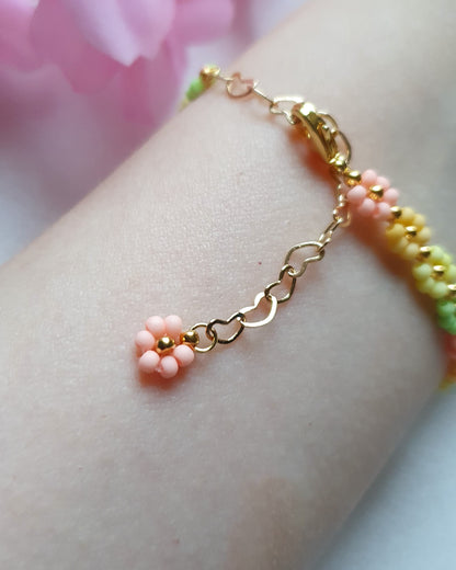 Pastel Floral Beaded Bracelet "Citrus"