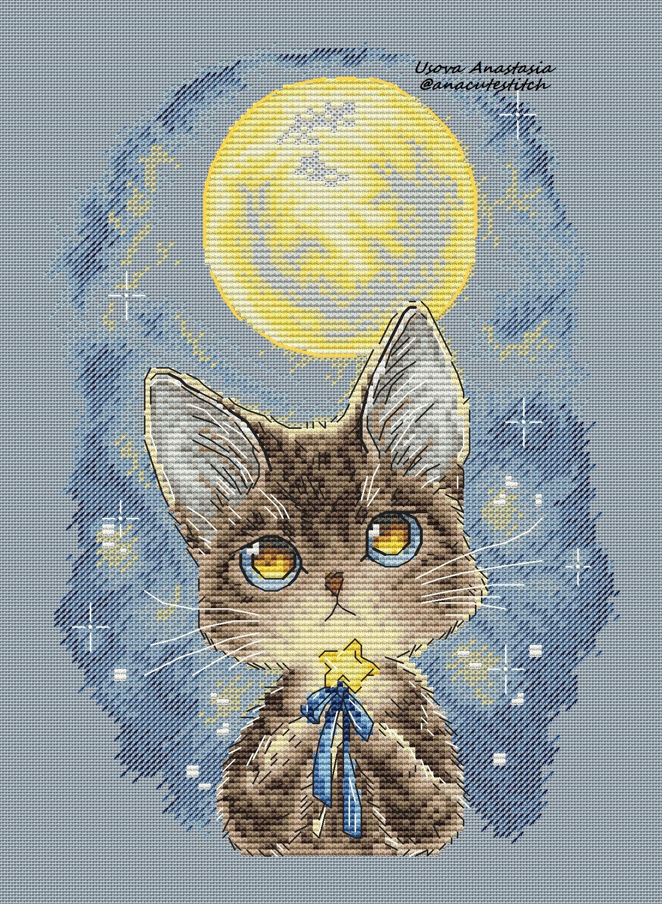 Digital Cross Stitch Pattern "Moonlight night"