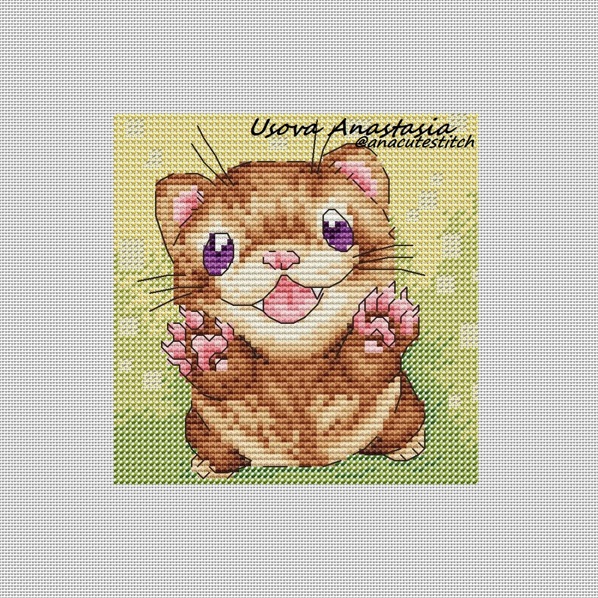 Digital Cross Stitch Pattern "Ferret. Play"