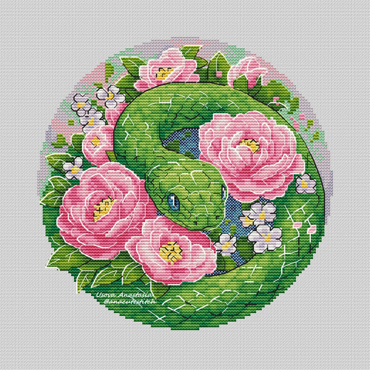 Digital Cross Stitch Pattern "Flower Snake"