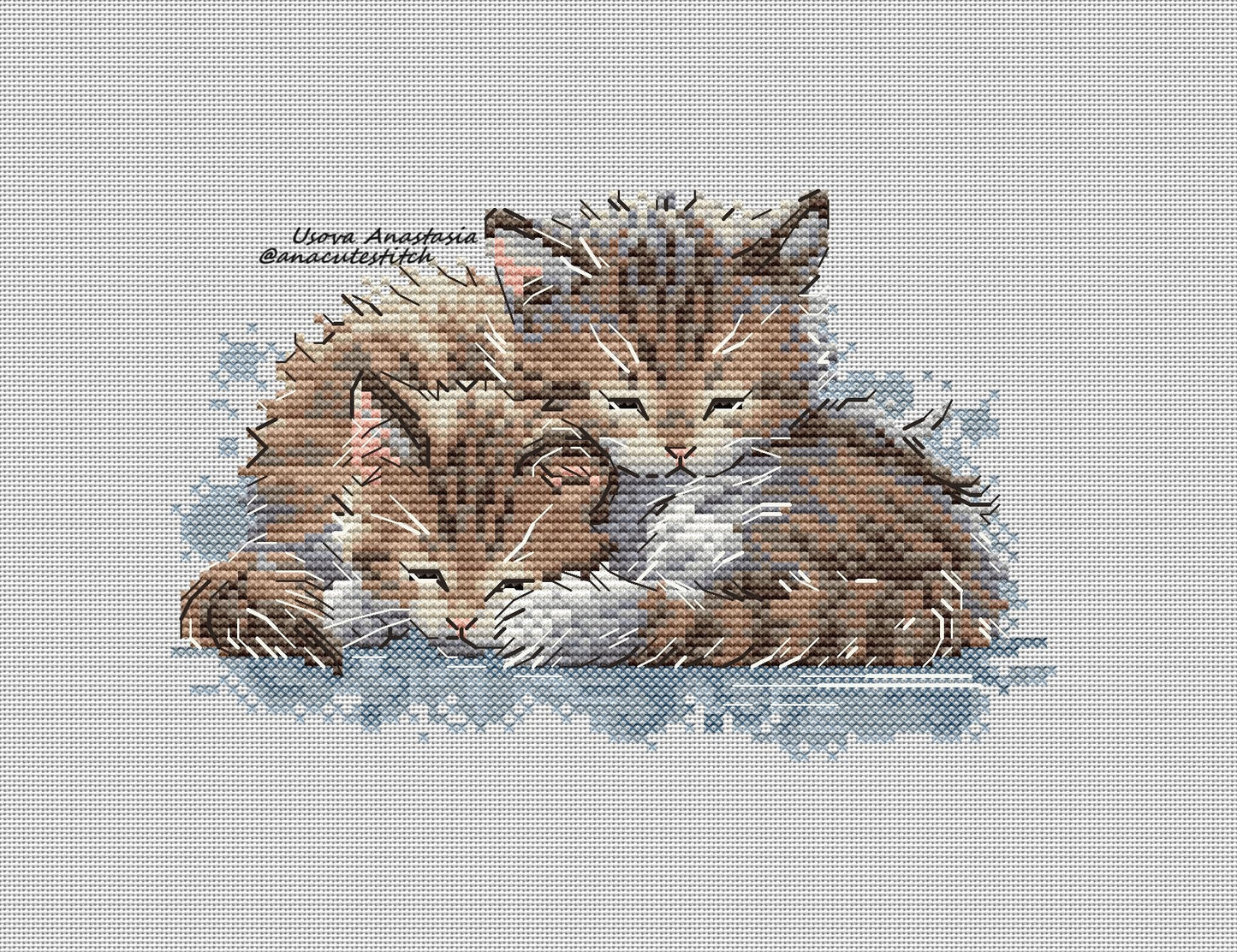 Digital Cross Stitch Pattern "Sleeping Kittens"