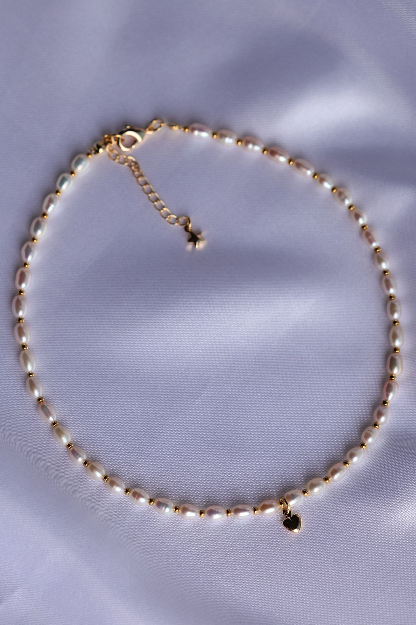 Natural Freshwater Pearl Necklace with Heart Pendant