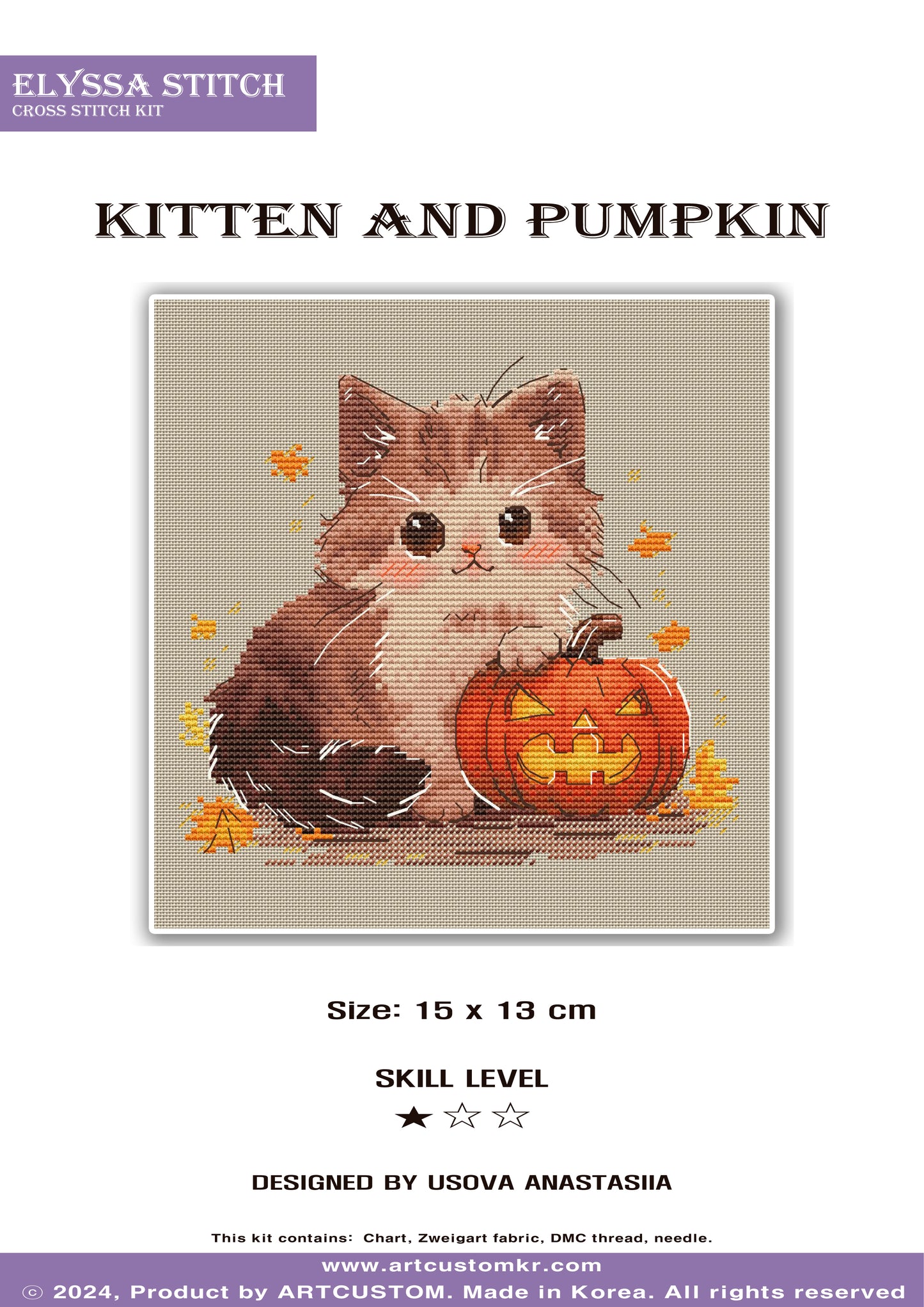 Cross Stitch KIT "Kitten and Pumpkin"